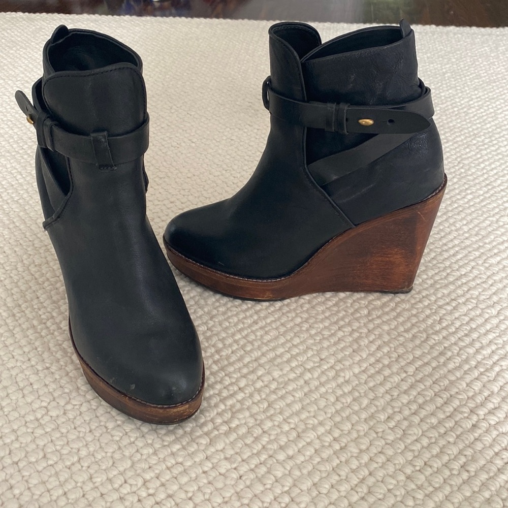 Rag and bone wood wedge booties